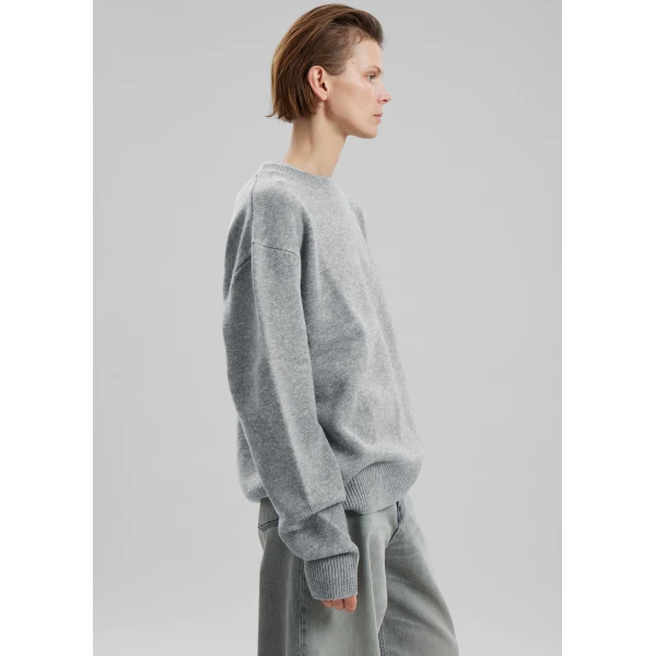 The Frankie Shop Quinton Crew Neck Sweater - Light Grey - Oversized Minimalist Knitwear in Grey - Shop at Luxury Shoes 