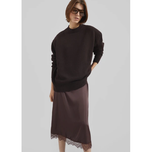 The Frankie Shop Rafaela Padded Knit Sweater - Dark Brown - Oversized Minimalist Knitwear in Beige - Shop at Luxury Shoes 