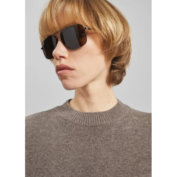 The Frankie Shop Rafaela Padded Knit Sweater - Dark Taupe - Oversized Minimalist Knitwear in Beige - Shop at Luxury Shoes 