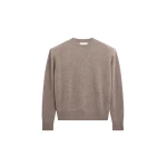 The Frankie Shop Rafaela Padded Knit Sweater - Dark Taupe - Oversized Minimalist Knitwear in Beige - Shop at Luxury Shoes 