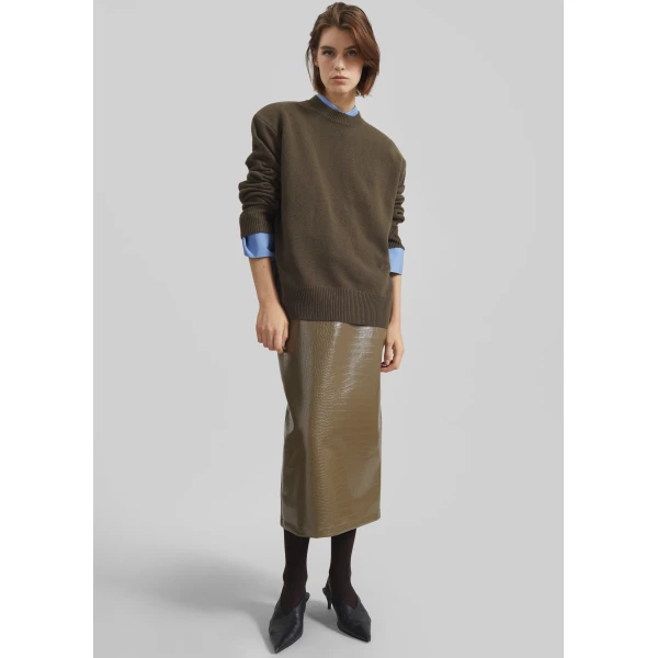 The Frankie Shop Rafaela Padded Knit Sweater – Olive, view 2