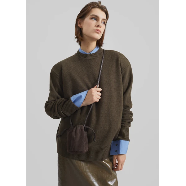 The Frankie Shop Rafaela Padded Knit Sweater – Olive, view 5