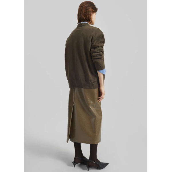 The Frankie Shop Rafaela Padded Knit Sweater – Olive, view 6