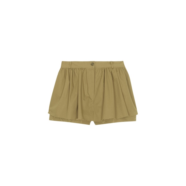 The Frankie Shop Raheny Mini Skort - Olive - Oversized Minimalist Skirts in Green - Shop at Luxury Shoes 