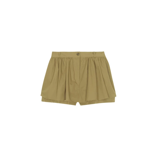 The Frankie Shop Raheny Mini Skort - Olive - Oversized Minimalist Skirts in Green - Shop at Luxury Shoes 