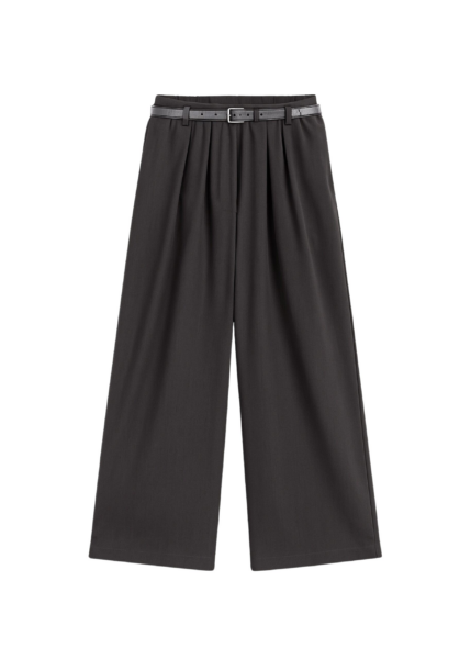 The Frankie Shop Ramsen Pleated Wide Trousers - Charcoal - Oversized Minimalist Pants in Grey - Shop at Luxury Shoes 