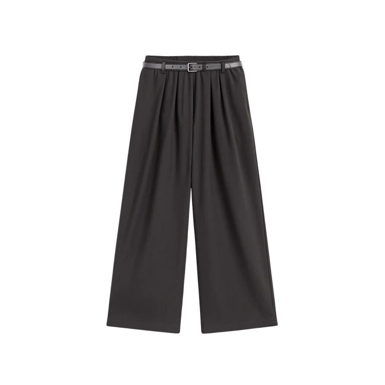 The Frankie Shop Ramsen Pleated Wide Trousers - Charcoal - Oversized Minimalist Pants in Grey - Shop at Luxury Shoes 
