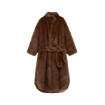 The Frankie Shop Ravello Faux Fur Robe Coat - Brown - Oversized Minimalist Coats in Beige - Shop at Luxury Shoes 