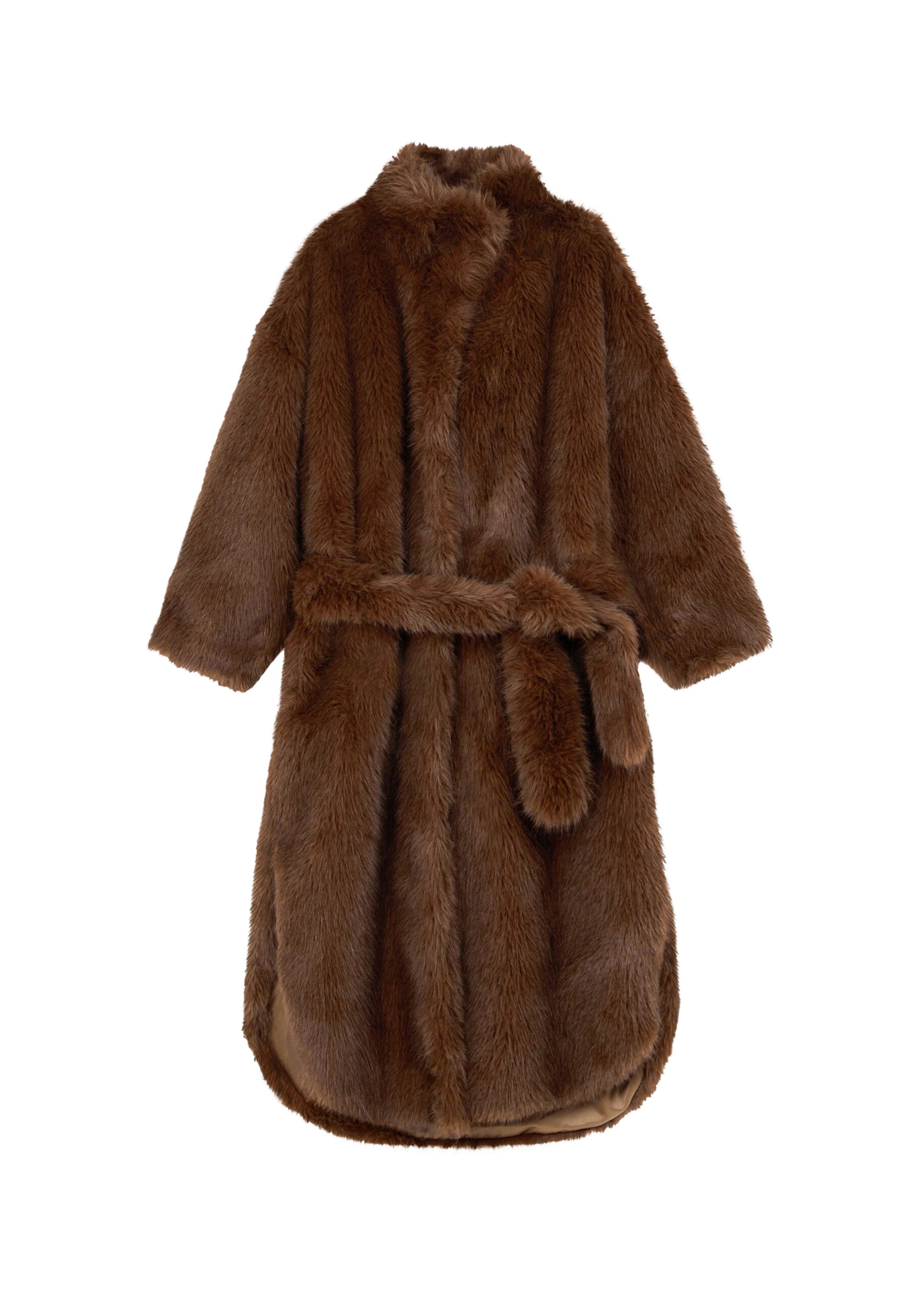 The Frankie Shop Ravello Faux Fur Robe Coat – Brown