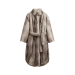 The Frankie Shop Ravello Faux Fur Robe Coat – Grey