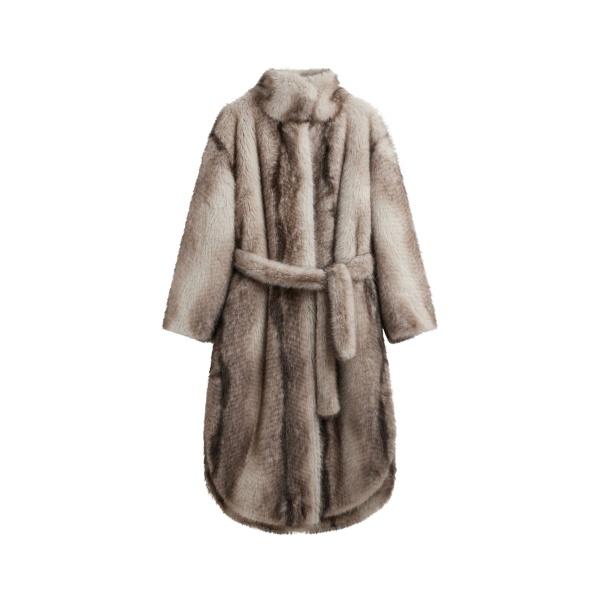 The Frankie Shop Ravello Faux Fur Robe Coat - Grey - Oversized Minimalist Coats in Grey - Shop at Luxury Shoes 