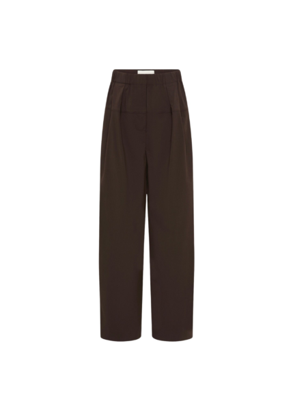 The Frankie Shop Relaxed Pleat Pants - Bark - Oversized Minimalist Pants in Beige - Shop at Luxury Shoes 