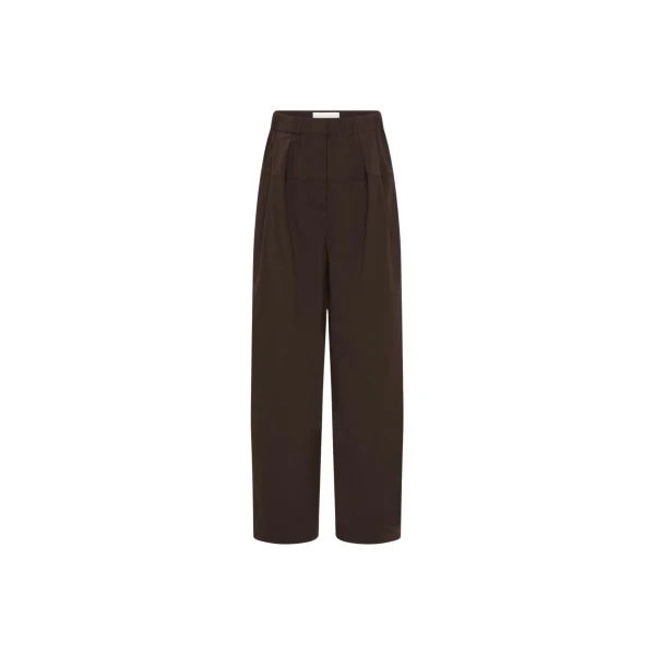 The Frankie Shop Relaxed Pleat Pants - Bark - Oversized Minimalist Pants in Beige - Shop at Luxury Shoes 