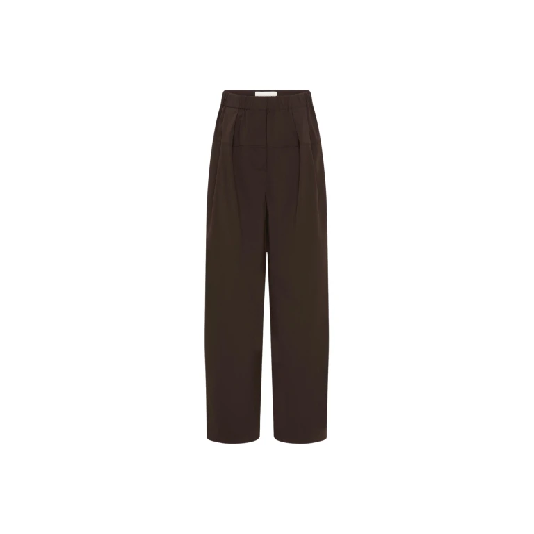The Frankie Shop Relaxed Pleat Pants - Bark - Oversized Minimalist Pants in Beige - Shop at Luxury Shoes 