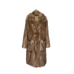 The Frankie Shop Rella Faux Fur Coat - Camel - Oversized Minimalist Coats in Beige - Shop at Luxury Shoes 