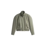 The Frankie Shop Rennes Curved Blouson Jacket - Sage - Oversized Minimalist Jackets in Green - Shop at Luxury Shoes 