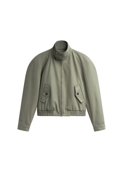The Frankie Shop Rennes Curved Blouson Jacket - Sage - Oversized Minimalist Jackets in Green - Shop at Luxury Shoes 