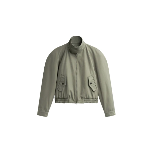 The Frankie Shop Rennes Curved Blouson Jacket - Sage - Oversized Minimalist Jackets in Green - Shop at Luxury Shoes 