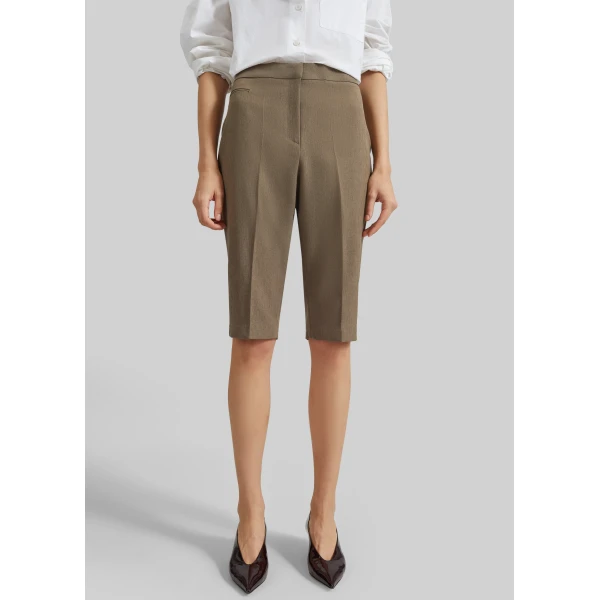 The Frankie Shop Reva Tailored Bermuda Shorts - Dark Taupe - Oversized Minimalist Shorts in Beige - Shop at Luxury Shoes 