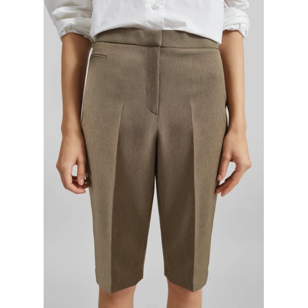 The Frankie Shop Reva Tailored Bermuda Shorts - Dark Taupe - Oversized Minimalist Shorts in Beige - Shop at Luxury Shoes 