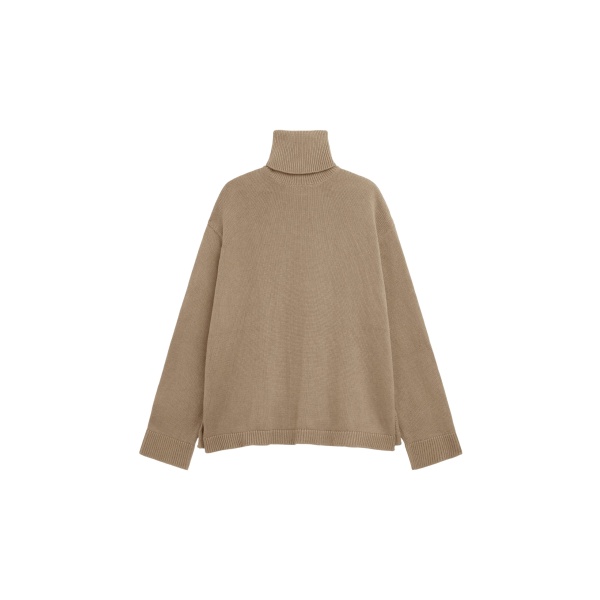 The Frankie Shop Rhea Trapeze Turtleneck - Beige - Oversized Minimalist Knitwear in Beige - Shop at Luxury Shoes 