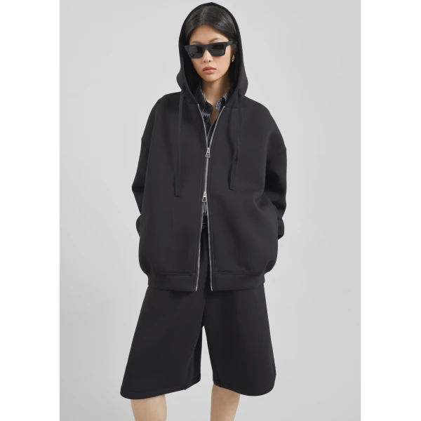 The Frankie Shop Rian Oversized Hoodie - Black - Oversized Minimalist Hoodies in Black - Shop at Luxury Shoes 