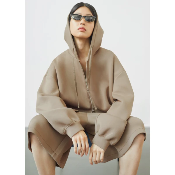 The Frankie Shop Rian Oversized Hoodie - Camel - Oversized Minimalist Hoodies in Beige - Shop at Luxury Shoes 
