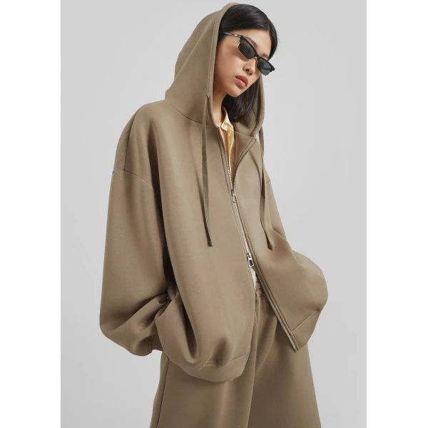 The Frankie Shop Rian Oversized Hoodie - Camel - Oversized Minimalist Hoodies in Beige - Shop at Luxury Shoes 