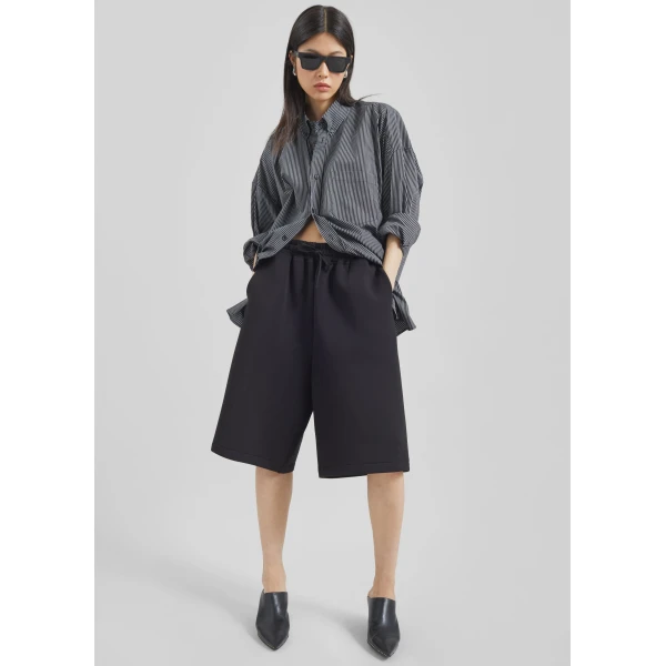The Frankie Shop Rian Sweatshorts - Black - Oversized Minimalist Shorts in Black - Shop at Luxury Shoes 