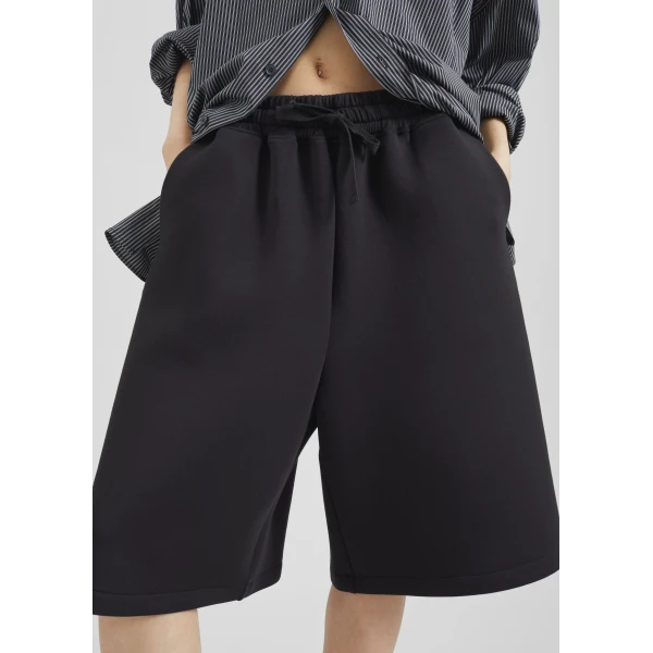 The Frankie Shop Rian Sweatshorts - Black - Oversized Minimalist Shorts in Black - Shop at Luxury Shoes 
