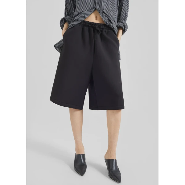 The Frankie Shop Rian Sweatshorts - Black - Oversized Minimalist Shorts in Black - Shop at Luxury Shoes 