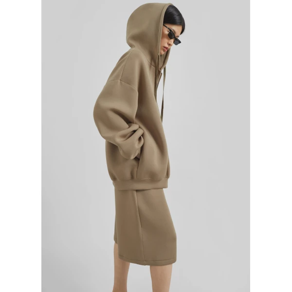 The Frankie Shop Rian Sweatshorts - Camel - Oversized Minimalist Shorts in Beige - Shop at Luxury Shoes 