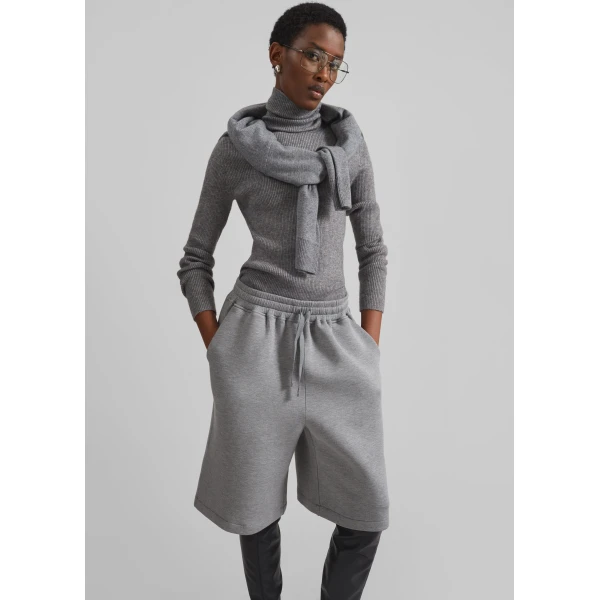 The Frankie Shop Rian Sweatshorts - Grey - Oversized Minimalist Shorts in Grey - Shop at Luxury Shoes 
