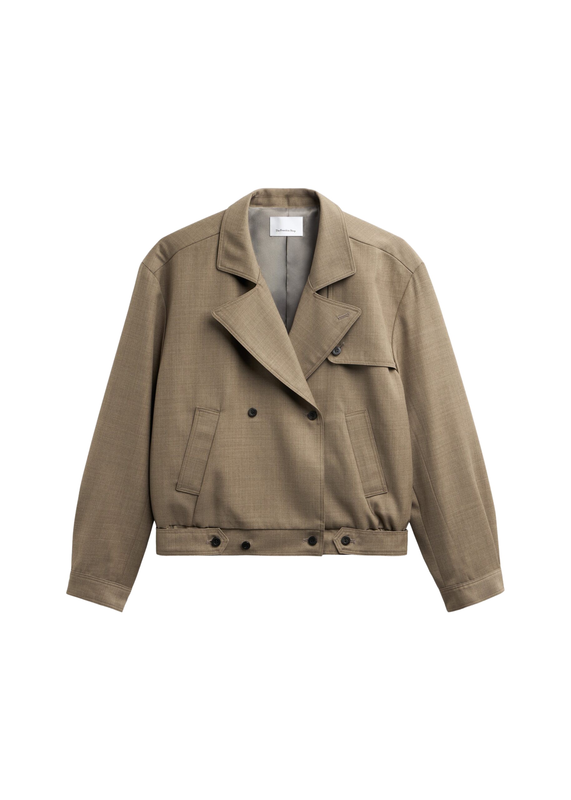 The Frankie Shop Rillan Double-Breasted Blouson Jacket – Taupe Melange