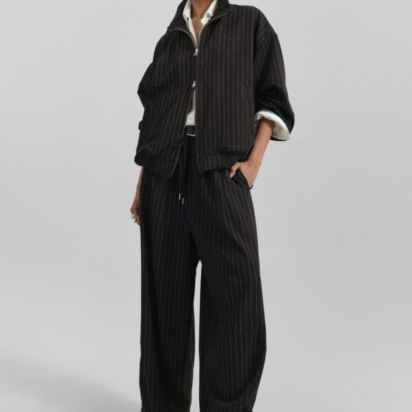 The Frankie Shop Rilton Drawstring Pants – Black/White Pinstripe, view 2