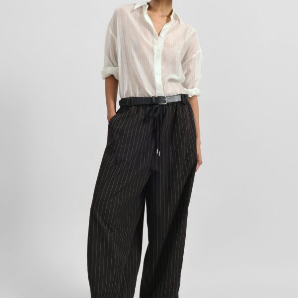 The Frankie Shop Rilton Drawstring Pants – Black/White Pinstripe, view 4