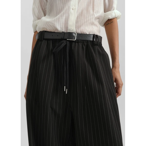 The Frankie Shop Rilton Drawstring Pants - Black/White Pinstripe - Oversized Minimalist Pants in Multicolour - Shop at Luxury Shoes 