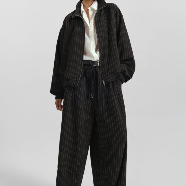 The Frankie Shop Rilton Drawstring Pants – Black/White Pinstripe, view 6