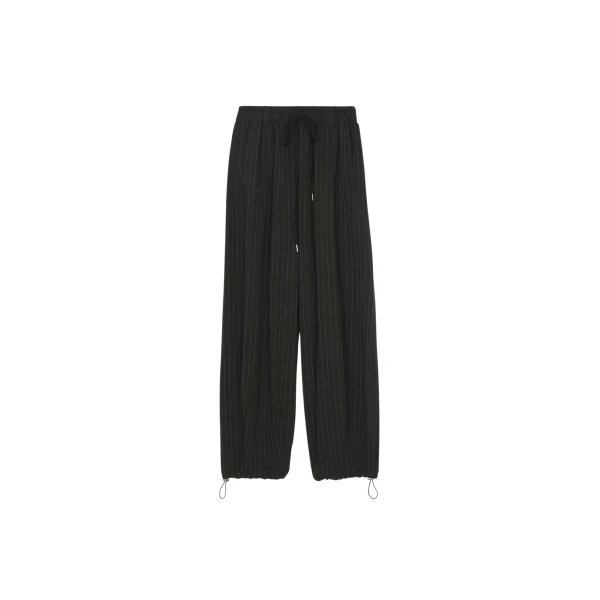 The Frankie Shop Rilton Drawstring Pants - Black/White Pinstripe - Oversized Minimalist Pants in Multicolour - Shop at Luxury Shoes 