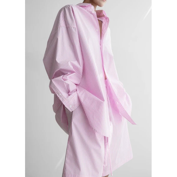 The Frankie Shop Rimini Bermuda Shorts - Pink/White Stripe - Oversized Minimalist Shorts in Multicolour - Shop at Luxury Shoes 