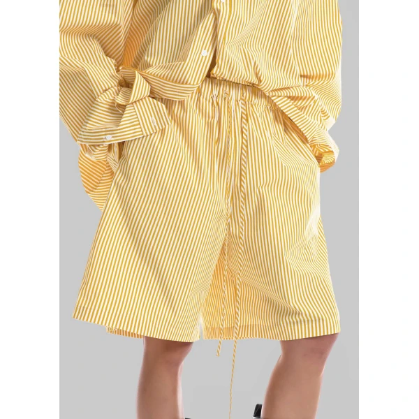 The Frankie Shop Rimini Bermuda Shorts - Yellow/White Stripe - Oversized Minimalist Shorts in Multicolour - Shop at Luxury Shoes 