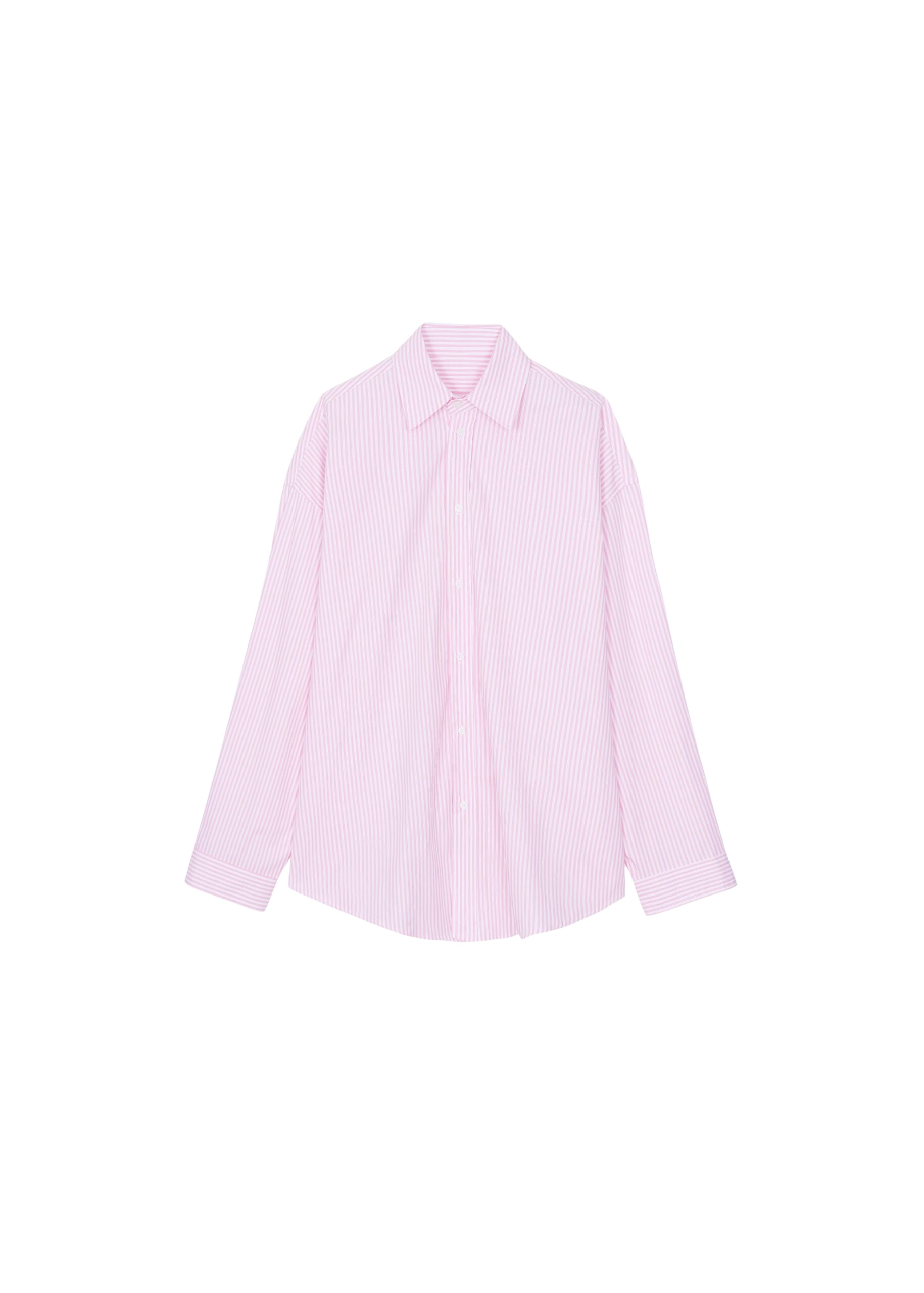 The Frankie Shop Rimini Oversized Poplin Shirt - Pink/White Stripe - Oversized Minimalist Tops in Multicolour - Shop at Luxury Shoes 