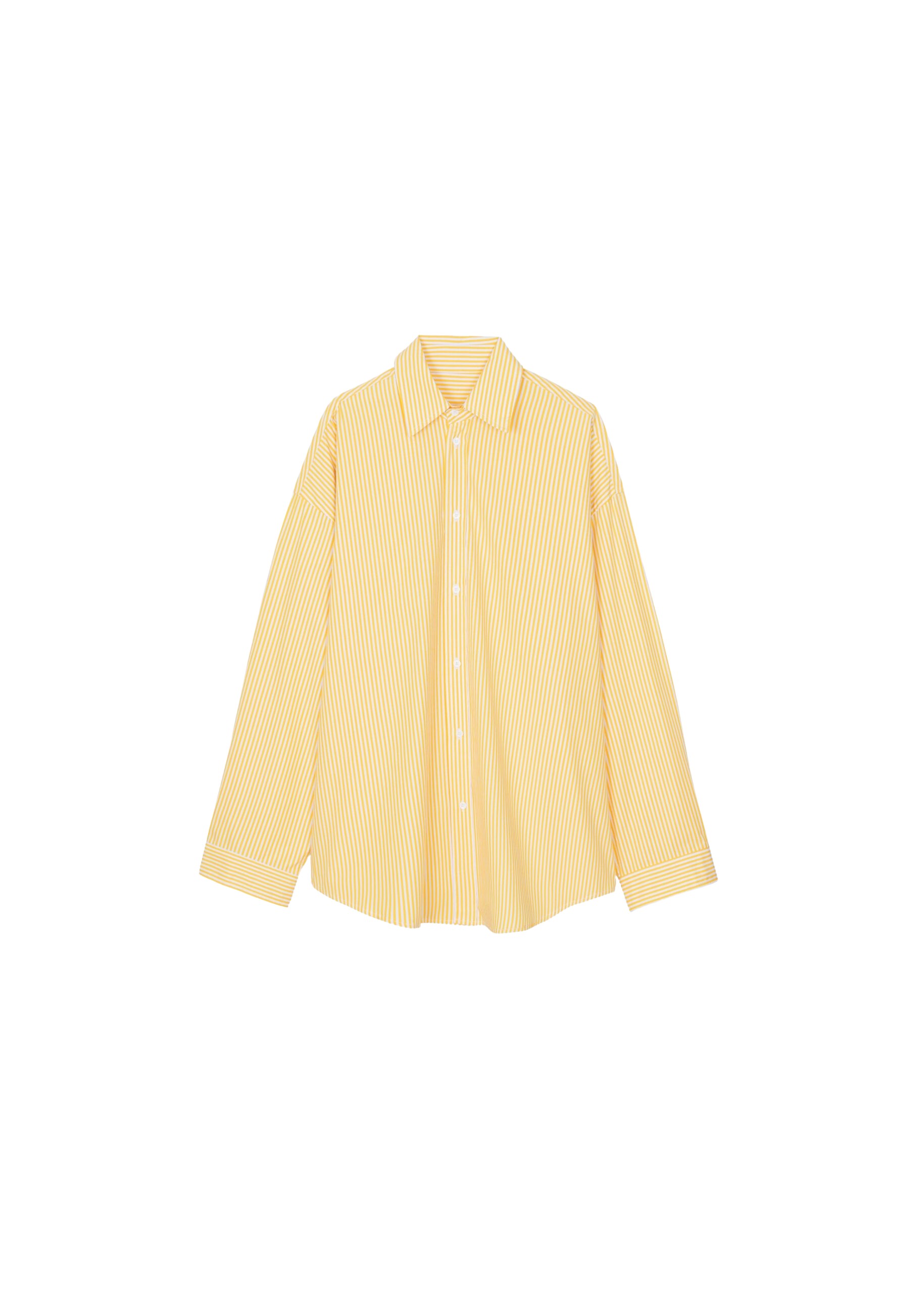 The Frankie Shop Rimini Oversized Poplin Shirt - Yellow/White Stripe - Oversized Minimalist Tops in Multicolour - Shop at Luxury Shoes 