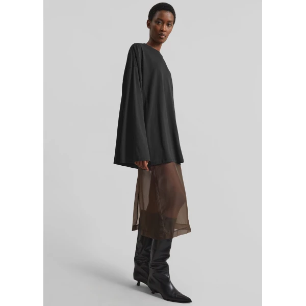 The Frankie Shop Rio Oversized Sleeve Tee - Black - Oversized Minimalist Tops in Black - Shop at Luxury Shoes 