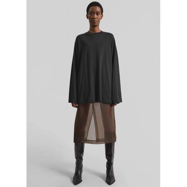 The Frankie Shop Rio Oversized Sleeve Tee - Black - Oversized Minimalist Tops in Black - Shop at Luxury Shoes 