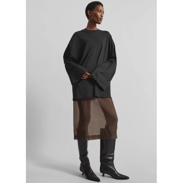 The Frankie Shop Rio Oversized Sleeve Tee - Black - Oversized Minimalist Tops in Black - Shop at Luxury Shoes 