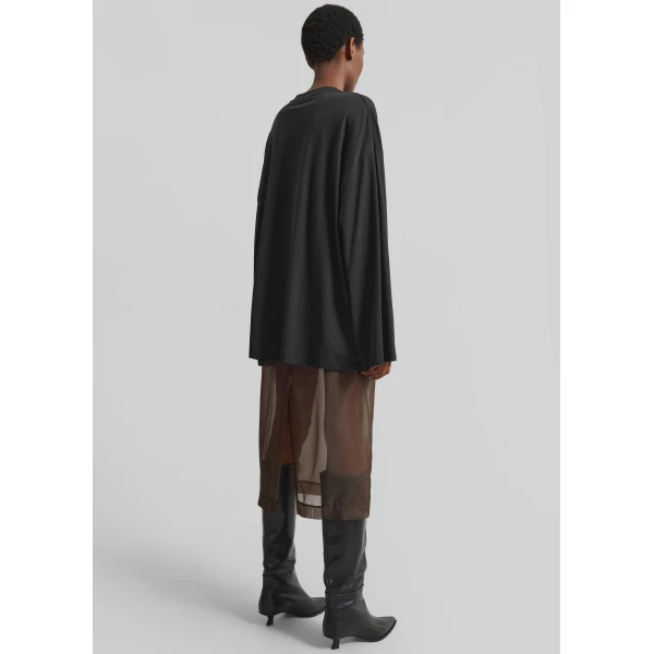 The Frankie Shop Rio Oversized Sleeve Tee - Black - Oversized Minimalist Tops in Black - Shop at Luxury Shoes 