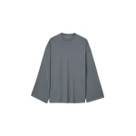 The Frankie Shop Rio Oversized Sleeve Tee - Dark Grey Melange - Oversized Minimalist Tops in Grey - Shop at Luxury Shoes 