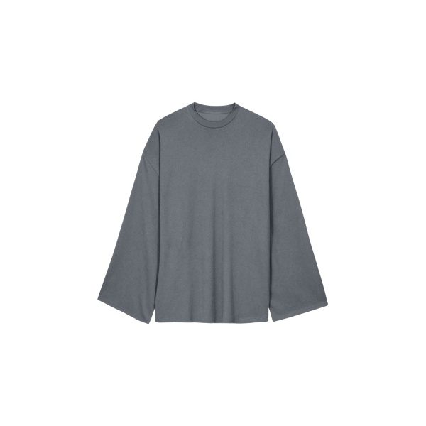The Frankie Shop Rio Oversized Sleeve Tee - Dark Grey Melange - Oversized Minimalist Tops in Grey - Shop at Luxury Shoes 
