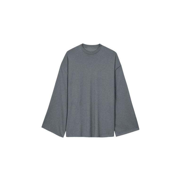 The Frankie Shop Rio Oversized Sleeve Tee - Dark Grey Melange - Oversized Minimalist Tops in Grey - Shop at Luxury Shoes 